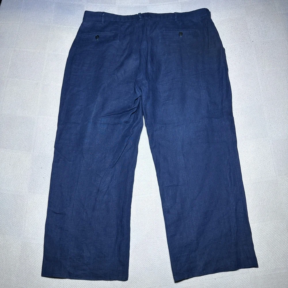 Polo Ralph Lauren Dress Pants 38x27 100% Linen Relaxed Straight Navy Chino Pants